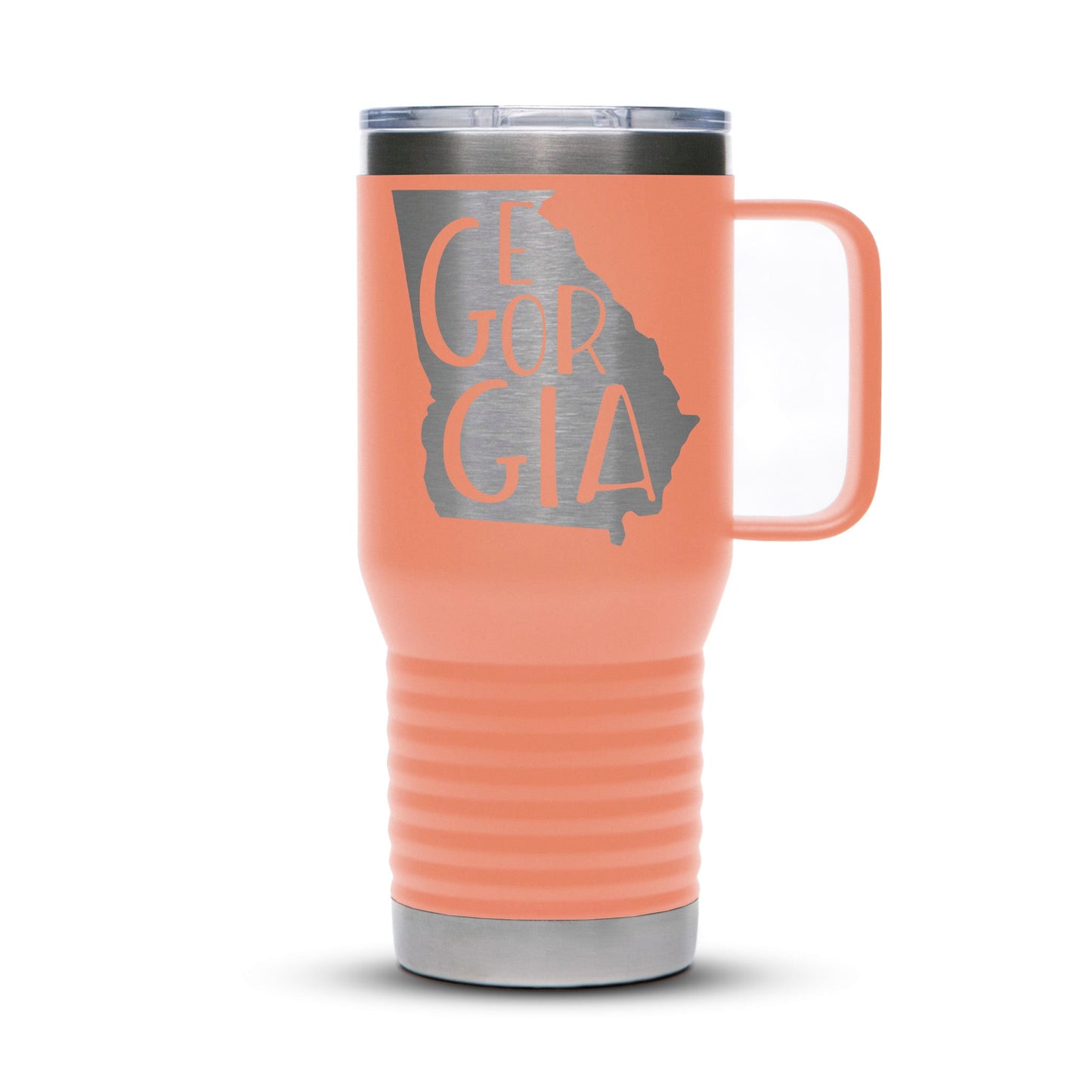 Personalized Stainless 20oz Travel Mug with Slider Lid - Etchified-Polar Camel®-LCM217-Coral-Laser