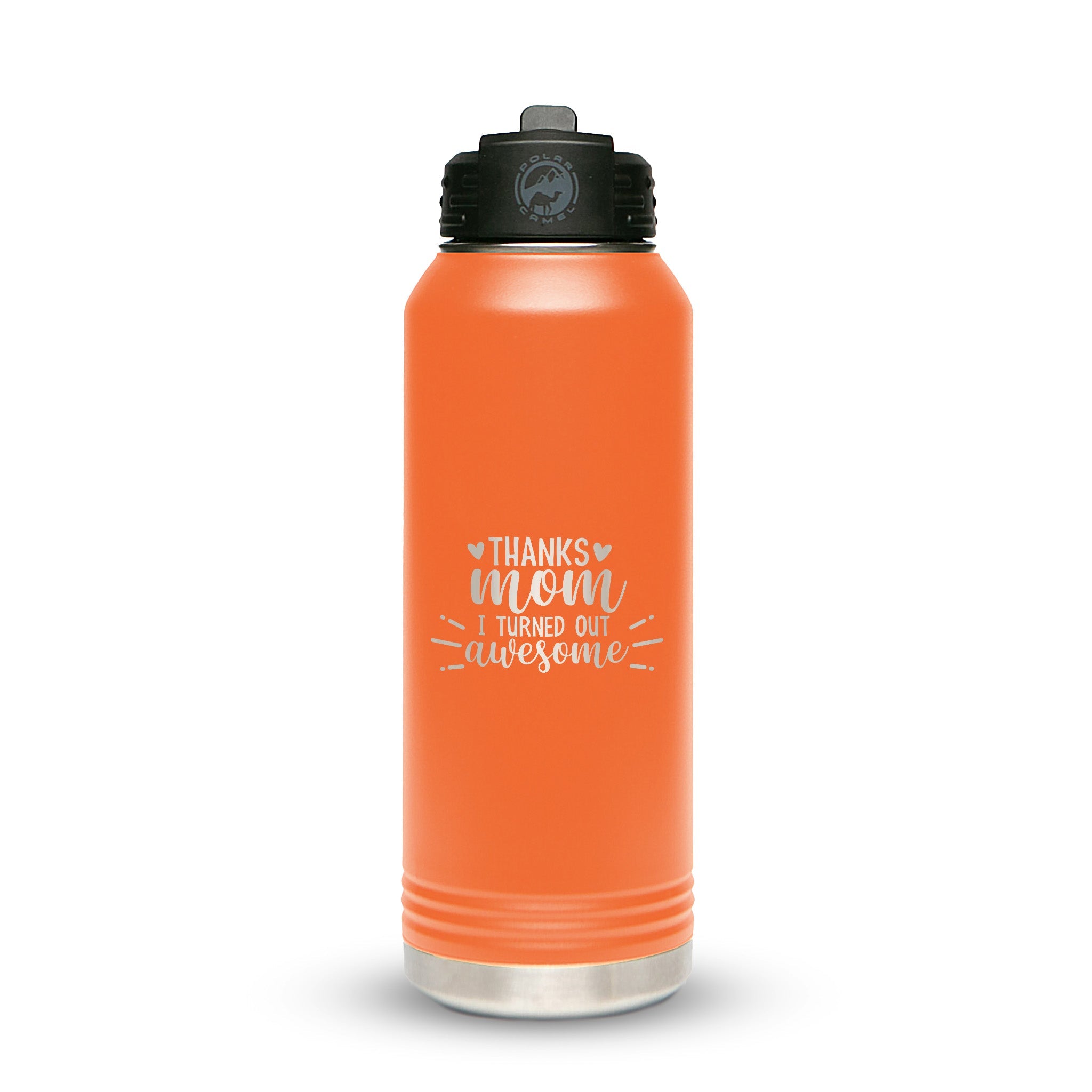 Personalized Stainless Steel 1L 32oz (1L) Bottle with Flip-Top Straw Lid - Etchified-Polar Camel®-