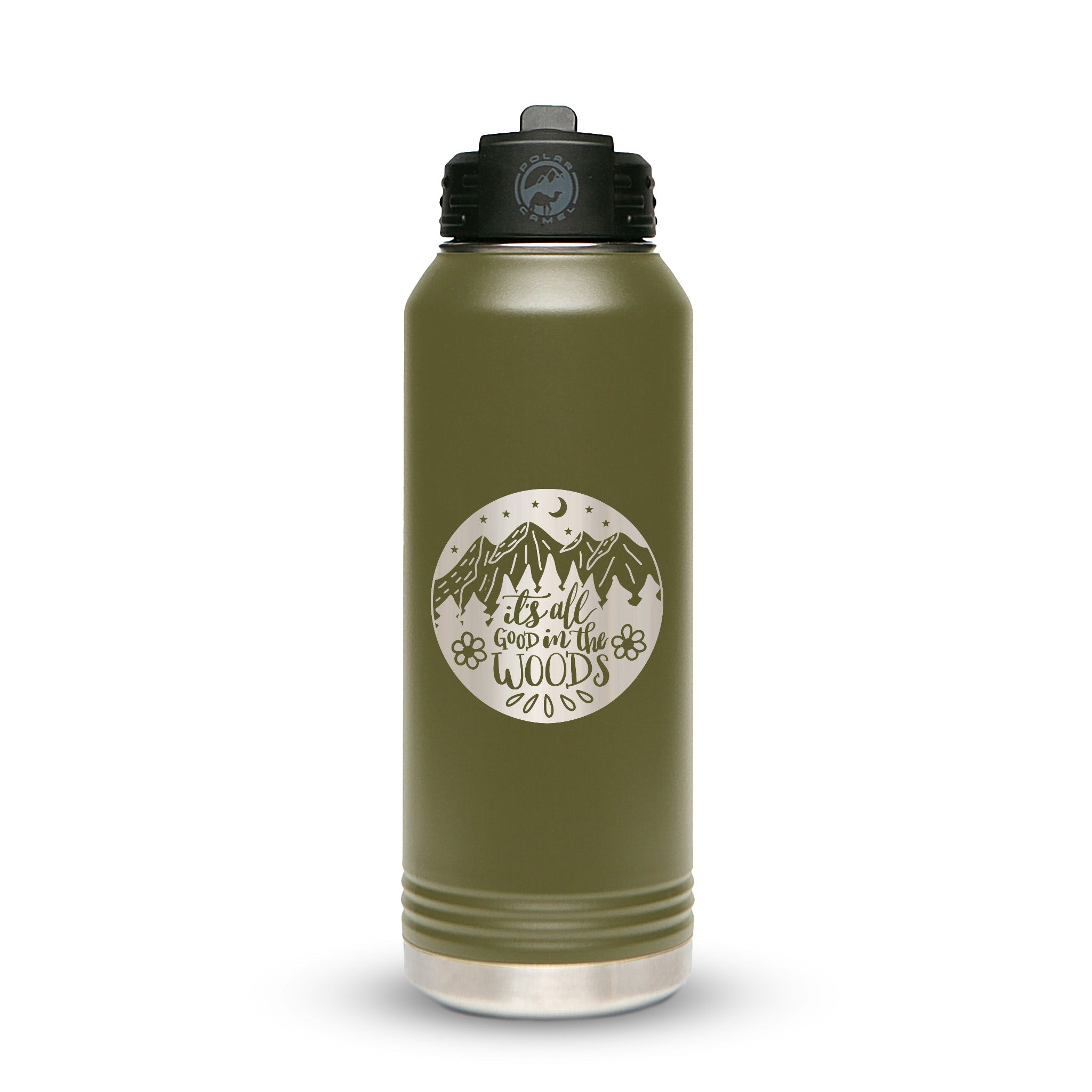 Personalized Stainless Steel 1L 32oz (1L) Bottle with Flip-Top Straw Lid - Etchified-Polar Camel®-