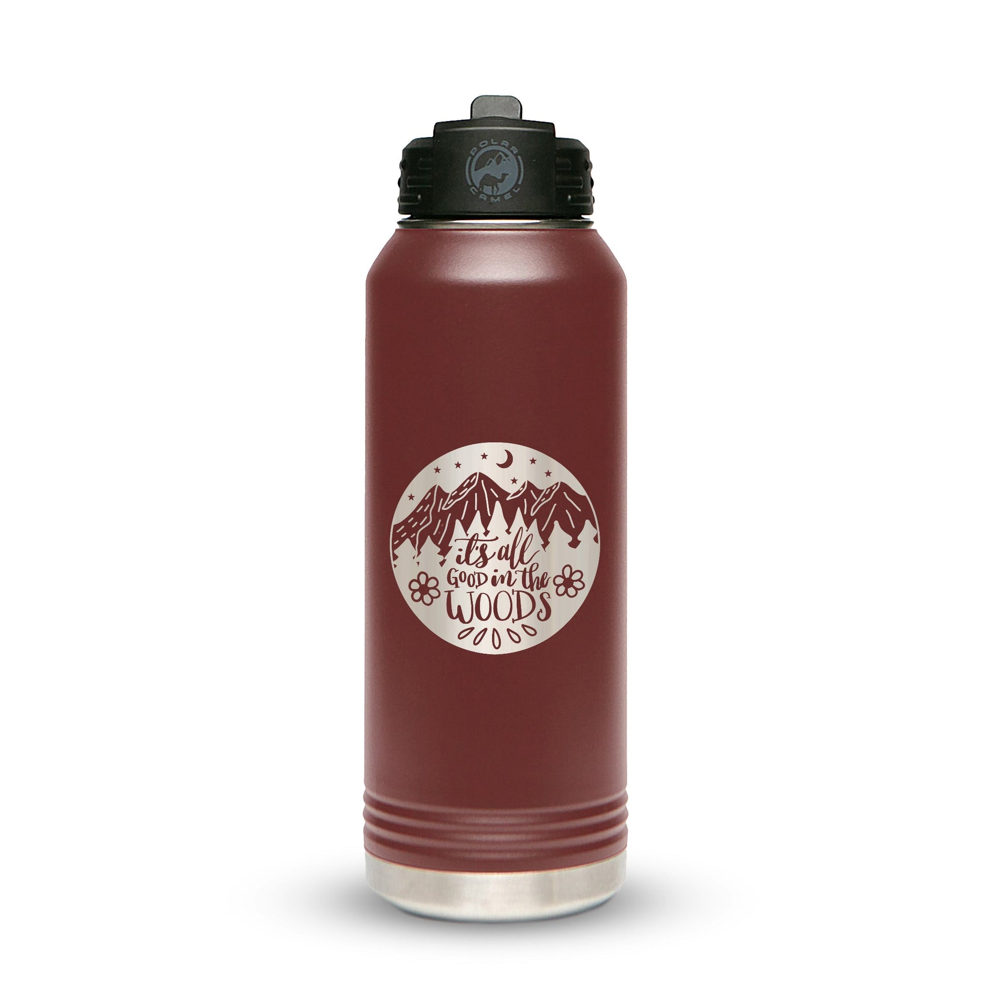 Personalized Stainless Steel 1L 32oz (1L) Bottle with Flip-Top Straw Lid - Etchified-Polar Camel®-