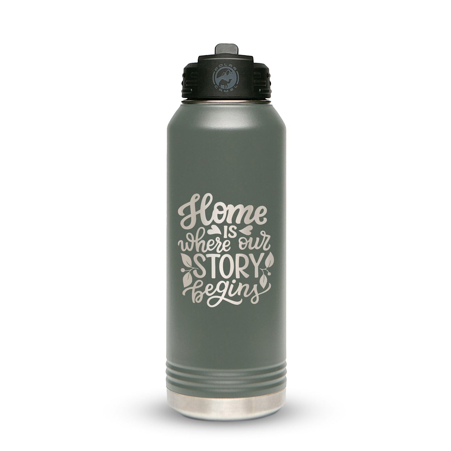 Personalized Stainless Steel 1L 32oz (1L) Bottle with Flip-Top Straw Lid - Etchified-Polar Camel®-