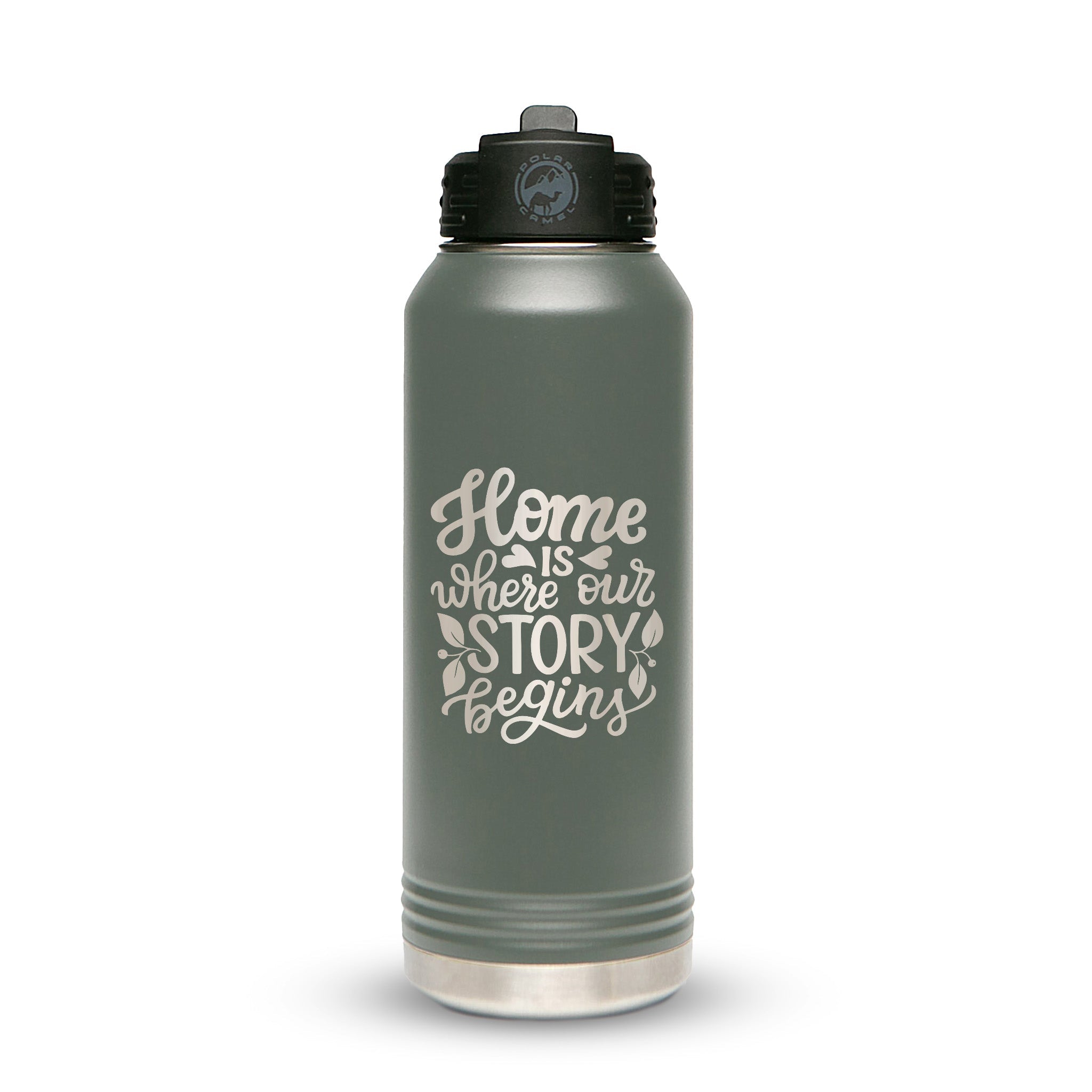 Personalized Stainless Steel 1L 32oz (1L) Bottle with Flip-Top Straw Lid - Etchified-Polar Camel®-