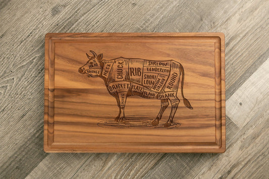 Walnut Charcuterie / Cutting Board - 8"x12" Rectangle with Juice Groove - Etchified-Etchified-1005