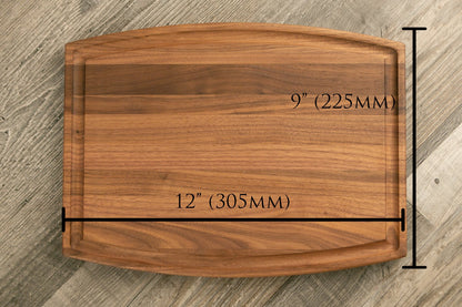 Walnut Charcuterie / Cutting Board - 9"x12" Curved with Juice Groove - Etchified-Etchified-1034