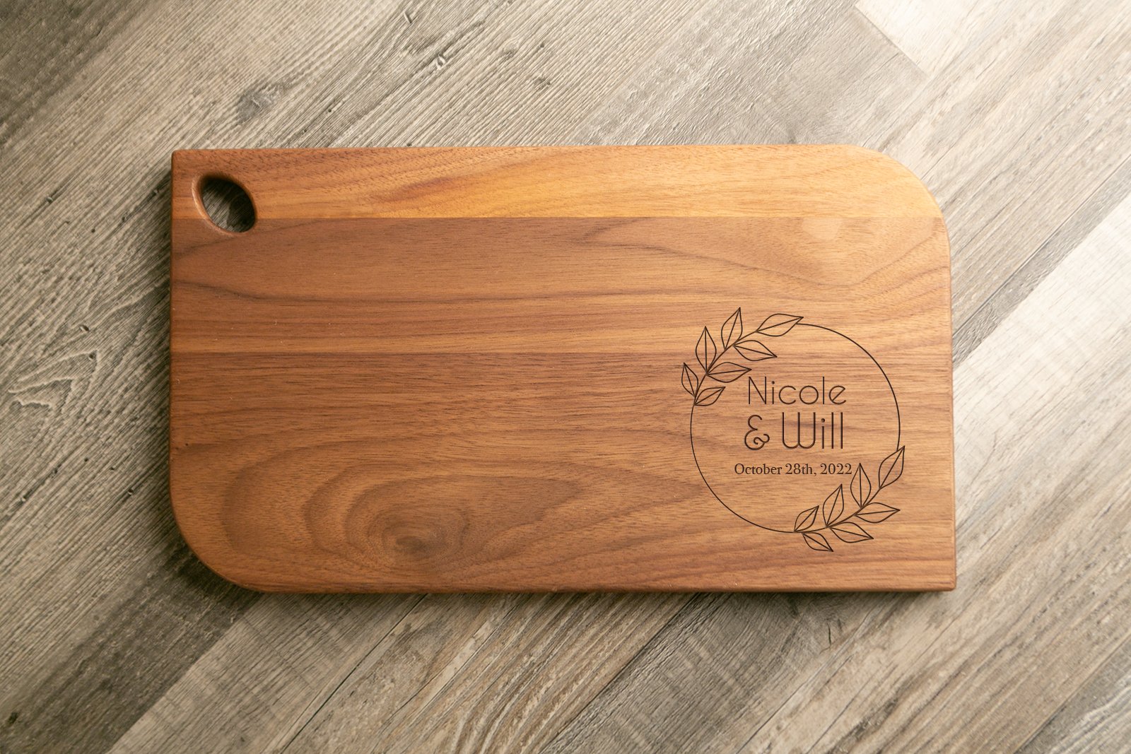 Walnut Charcuterie / Serving Board - 8"x14" with Cutout - Etchified-Etchified-1022