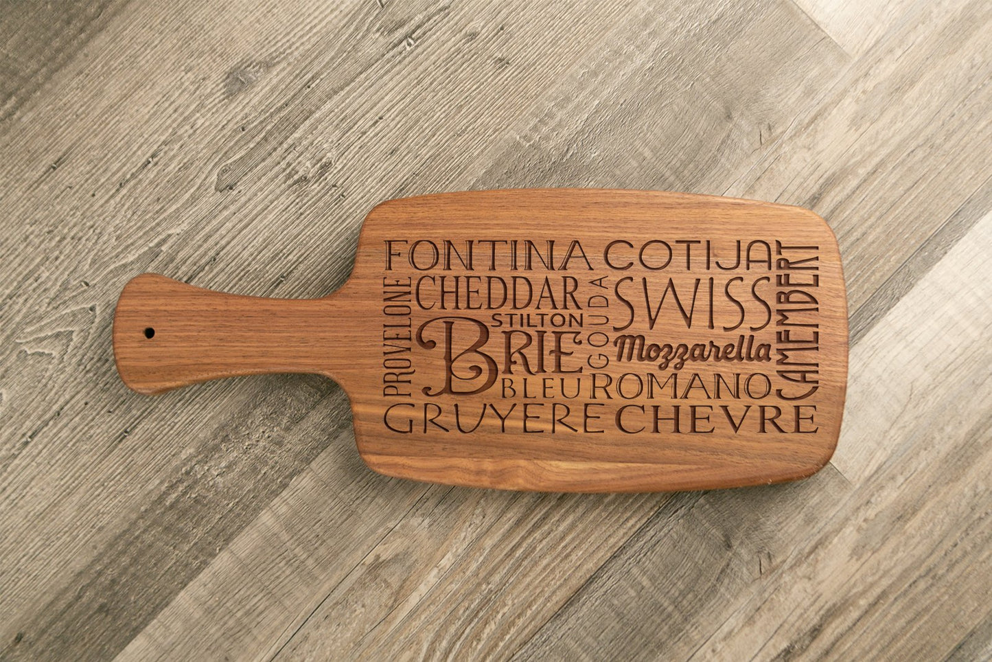 Walnut Cheese/Charcuterie Board - 14.5"x6" Paddle Shape - Etchified-Etchified-1068